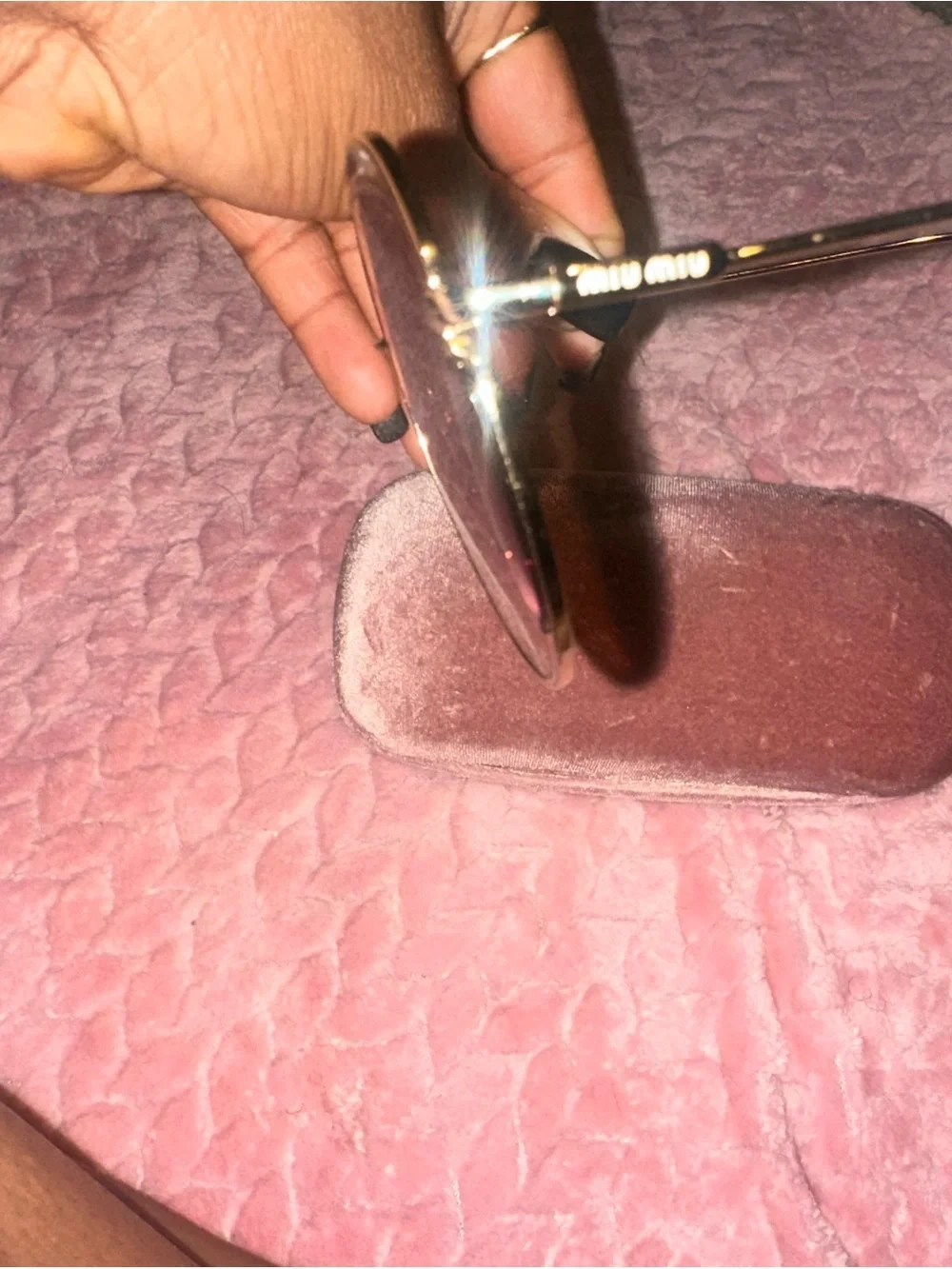 Miu Miu Round Sunglasses Brown Gold Frame